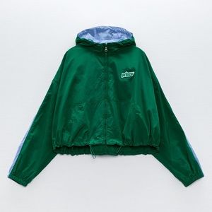 NWT. Zara Green PRINCE™ VS Crop Jacket/Windbreaker. Size XS.